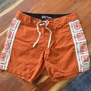 Rhythm Vibrant Orange Boardshorts with White Details